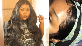How To Touch Up Lifting Frontal Closure At Home! + Styling Kardashian Curls!