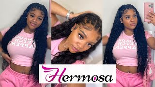 Best Deep Wave Wig Install  : Super Cute Easy Rubberband Style Ft . Hermosa Hair