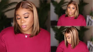 Affordable Highlight Bob Lace Front Wig | No Bleaching Needed I Unicehair