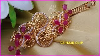 Latest 1 Gram Gold Cz Stone  Hair Clips With Price || Contact Number || Wholesale Price