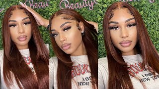 You Need This Pre Colored Brownish Red Frontal Wig From Megalook Hair |