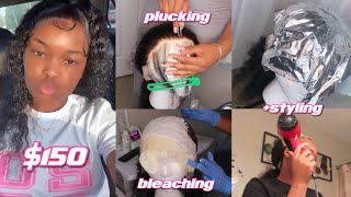 Bomb Affordable Deep Wave Wig  From Amazon (Bleaching, Plucking + Styling) #Amazonwig #Wigreview