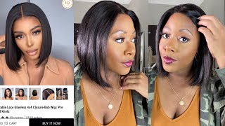 Luvmehair | 10In Undetectable Lace Glueless 4X4 Closure Bob Wig | Pre Bleached Knots