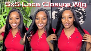Easy Install The Melted 5*5 Hd Straight Closure Wig Ft. West Kiss Hair | Tanaania