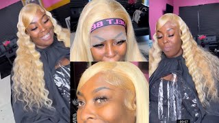 Blonde Bombshell | Watch Me Finesse This Blonde Wig Install On My Client| Ashimary Hair