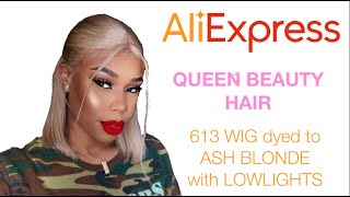 Queen Beauty Hair 613 Lace Front Wig Dyed Ash Blonde With Lowlights  Alexia Francesca