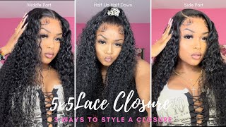 3 Different Ways To Style A 5X5 Water Wave Hd Closure Wig Ft. Asteria Hair| Ari J.