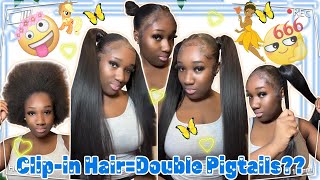 How To: Inspire Double Pigtails! No Glue No Thread! Clip-In Wrap Around Ponytail Ft.#Elfinhair