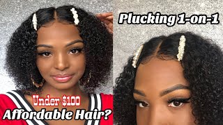 How To Pluck Closure Wigs| Affordable Amazon Hair Review Ft Bly Afro Curly Wig