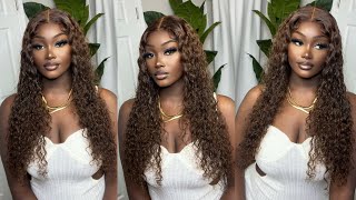 Perfect Chocolate Brown Color + 13X4 Lace Front Water Wave Wig Install Ft. Arabella Hair