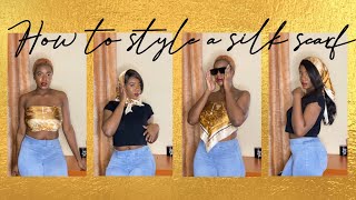 8 Ways To Style A Silk Scarf | Tops + Hairstyles + Accessories | Diy