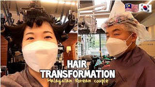 Hair Transformation At Korean Salon (Cut And Perm) | Korean Malaysian International Couple
