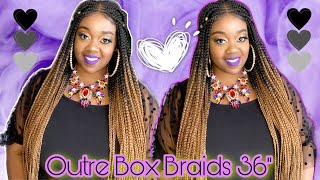 Cute Outre 4X4 Middle Part Feed-In Box Braids 36" Lace Front Wig