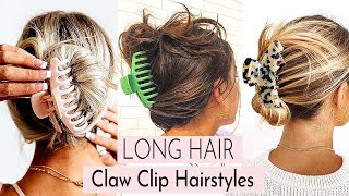 How To: Claw Clip Hairstyles For Long Hair ('90S ) | Claw Clip Hair Hacks