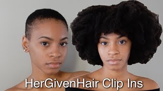4C Hair Clip Ins On Super Short Hair | Hergivenhair