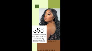 Link In Comments | Sensationnel Human Hair Blend Hd Lace Front Wig Butta Lace Loose Curly 32"