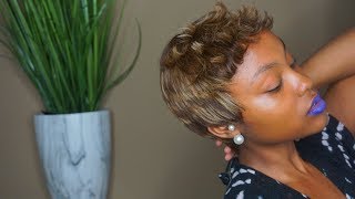 How To Fit Thick Hair Under A Short Wig...No Cornrows! Pixie Crop Wig | @Meekfro | Samsbeauty.Com