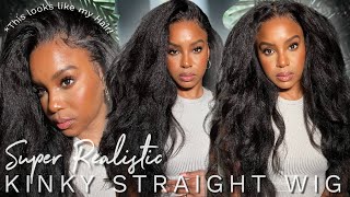 Realistic Hairline! *Detailed* Kinky Straight Wig Install! | Julia Hair | Alwaysameera