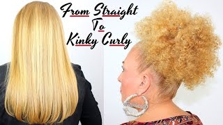 How To Make Straight Hair Beautiful Tight Kinky Curly / Spiral Afro Puff Bun Straw Set Tutorial