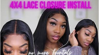 4X4 Glueless Lace Closure Install + Review Ft Ayiyi Hair | Super Beginner Friendly