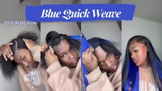 How To Slay A Blue Peek-A-Boo Quick Weave Purple Straight Bob Wig - Stocking Cap | #Ulahair