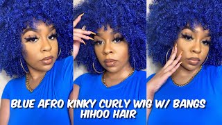 Ombre Blue Afro Kinky Curly Synthetic Wig | Hihoo Hair Aliexpress | Lindsay Erin