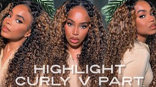 Curly Highlight V Part Wig! No Edges Out! No Lace! Beautyforever | Alwaysameera