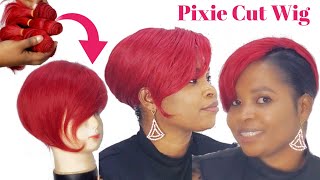 Must Have Wine Red Pixie Cut Wigs | Short Detachable Pixie Cut Wigs For Black Women