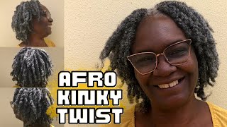 Easy Diy Short Fluffy Twist | Afro Kinky Twist On Natural Gray Hair