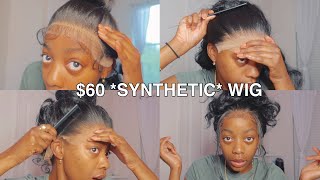 $60 *Synthetic* 360 Lace Wig Install! *Flawless*