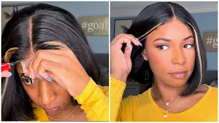 No Work Needed! 4X4 Closure Wig Bob | Highlighted Streak Lace Front Wig Ft. Luvme Hair