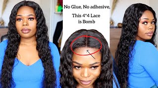 Best 4*4 Lace Closure Wig For Beginners In 5 Mins. No Glue Needed