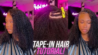 Hair Tutorial | How To Install Curly Tape In Extensions On Short Hair Step-By-Step| Ft Niawigs