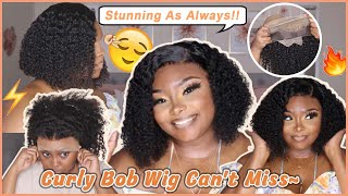 The Truth About Elfinhair Short Curly Wig For Early Autumn | Lace Bob Wig Install #Elfinhair Review