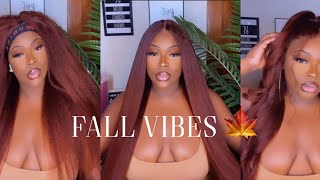 You Need This Wig For Fall  | Kinky Straight Reddish Brown Wig | Unice Hair