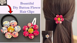 Easy  Diy Beautiful Liberty Fabric Covered Button Flower Hair Clip | Hair Tie | Bttn Phuul Baal Klip