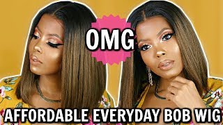 How To Install Affordable Yaki Bob Lace Front Wig Under $130 Glueless Everyday Wig Rpghair|Tastepink
