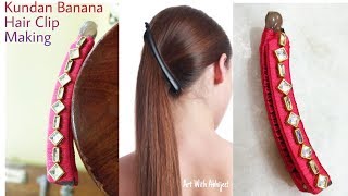 How To Make Silk Thread Banana Hair Clip At Home |Ghr Baitthai Bnaao Baalo Kii Suundr Klip |