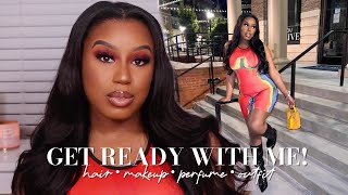 Full Grwm: First Time Trying A V-Part Wig! + Red Eyeshadow Glam + Perfume + Outfit | Hurela Hair