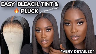 *Updated*How To Bleach Knots, Tint And Pluck Lace Front Wigs/Lace Closures For Beginners Ft Mscoco