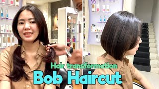 Long To Short Haircut | Bob Haircut | Hair Transformation | Potong Rambut Bob | Girl Haircut