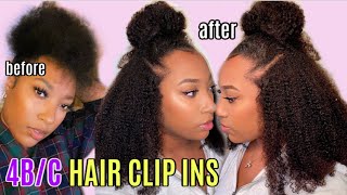 The Best Clip Ins For 4B/C Hair | Amazing Beauty Hair Afro Kinky Curly Review + Tutorial