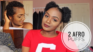 How To | 2 Afro Puffs On Short Twa | Thick Curly Natural Hair
