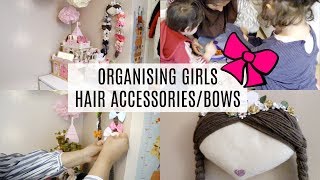 Girls Hair Accessories Storage Ideas | Organising, Decluttering, Bow Organisation, Hairbands Hacks