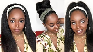 Kinky Straight Headband Wig??? How To Style It 5 Different Ways! Pandemic Approved!