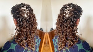 Live With Pam - Half Up Half Down Bridal Hairstyle For Natural Curls & Securing Hair Accessories!