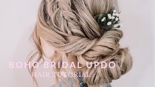Boho Low Updo With A Fishtail| Tutorial | Step By Step| Bridal Hair