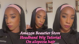 You Need This 10" Bob Headband Wig | Amazon Beautier Store Human Hair Headband Wig | Alopecia H