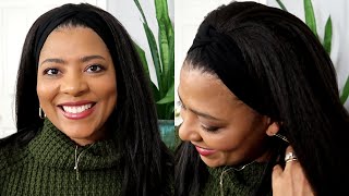 How I Went From Curly To Straight | Affordable Headband Wig Look Using Half Wig + Headband