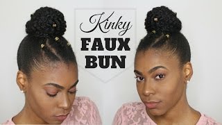 Kinky Faux Bun On Short Natural Hair ( Hair Jewelry)